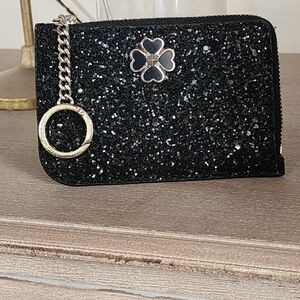 Black Glitter Women's Keychain Cardholder